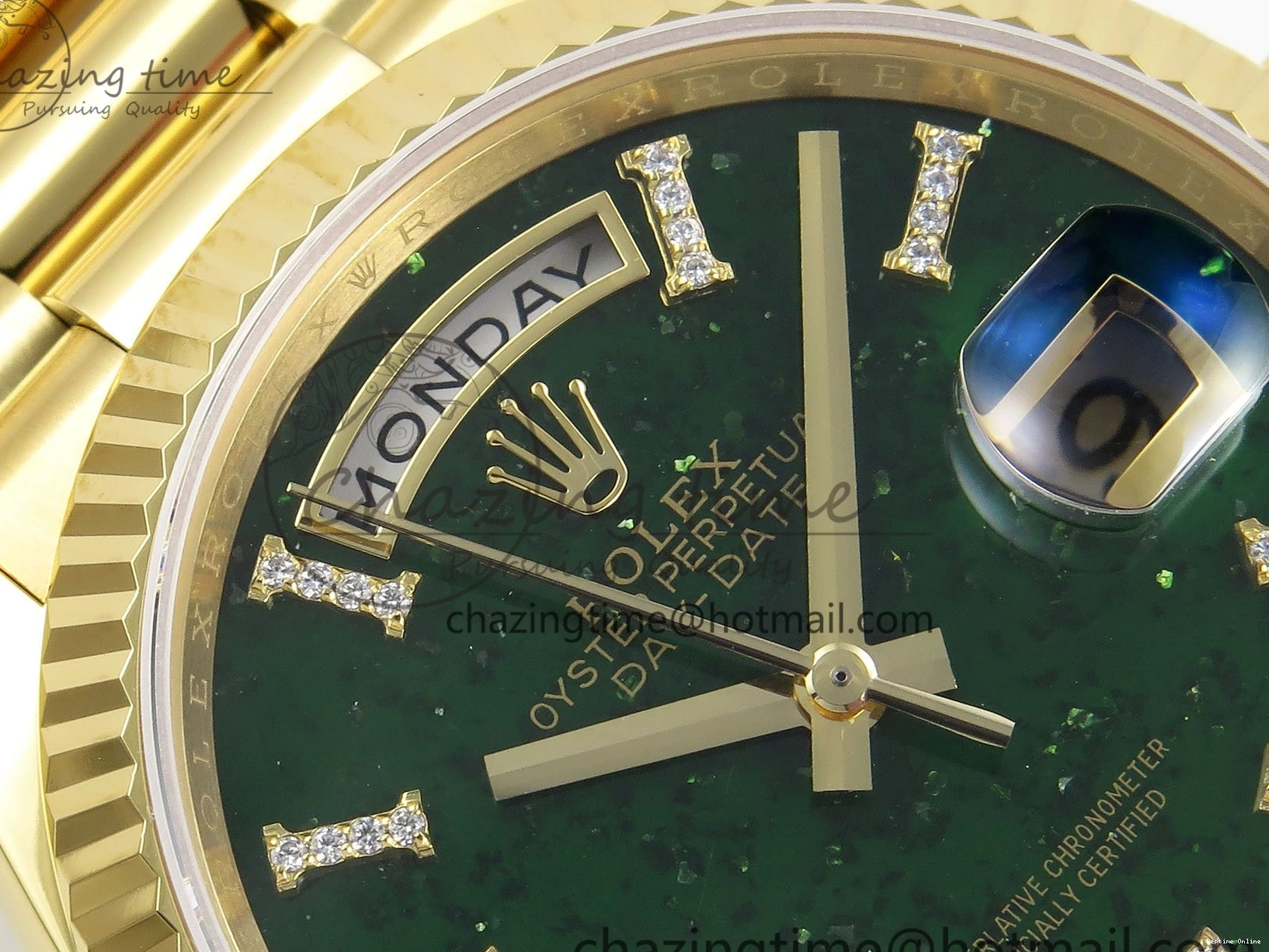 0212 Day Date 36 YG RAF 1:1 Best Edition Green Stone Roman Dial on YG Bracelet A Durable 1524